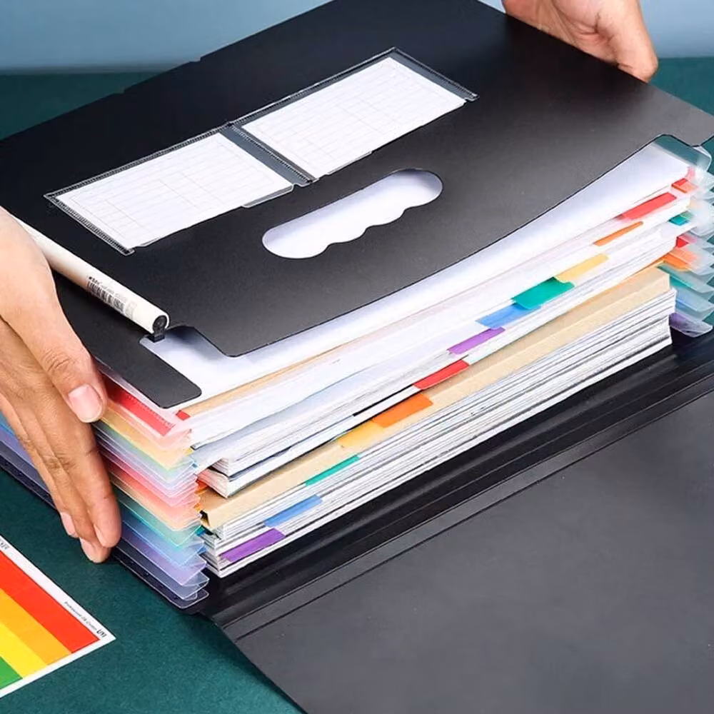 PAWNORA A4 25 Pocket Document Display Folder in Black – 2