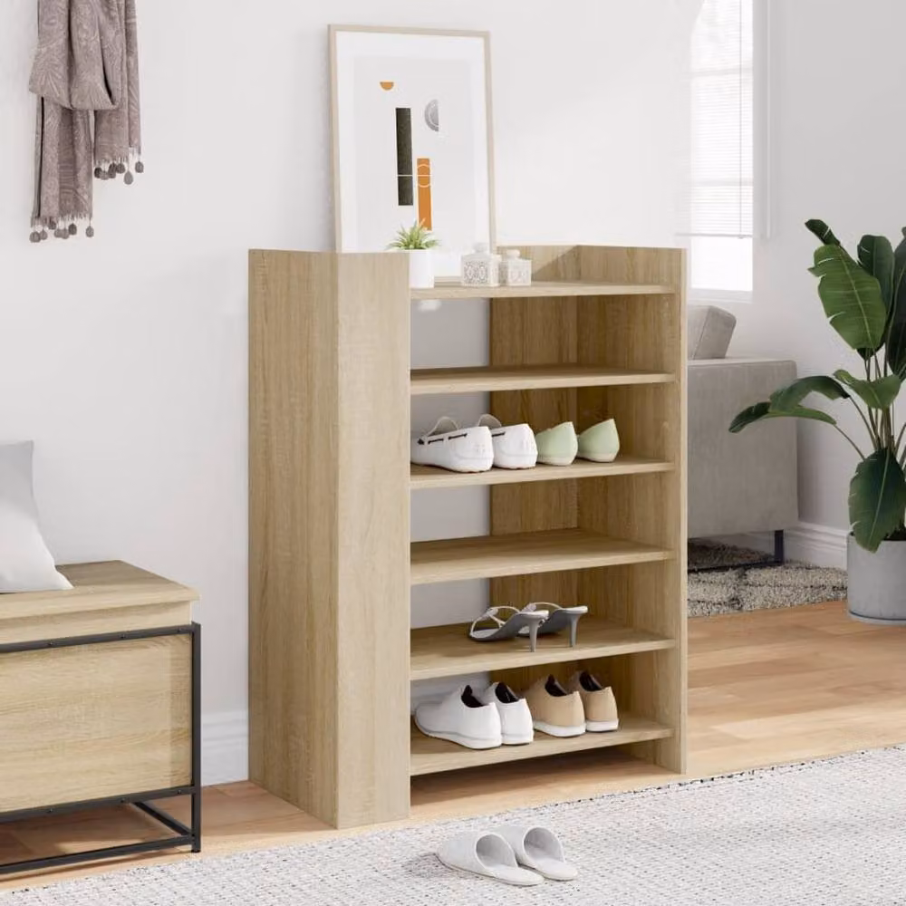 Berkfield Home Shoe Cabinet in Sonoma Oak, Natural Brown, W/D/H: 74.5 x 37.5 x 100 cm – 2