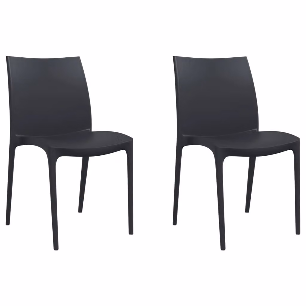 Berkfield Home Set of 2 Anthracite Polypropylene Garden Chairs, W: 50 cm, D: 46 cm, H: 80 cm – 2