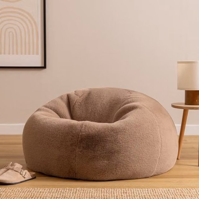 Icon Kingston Classic Dome Bean Bag in Mocha Brown Faux Fur