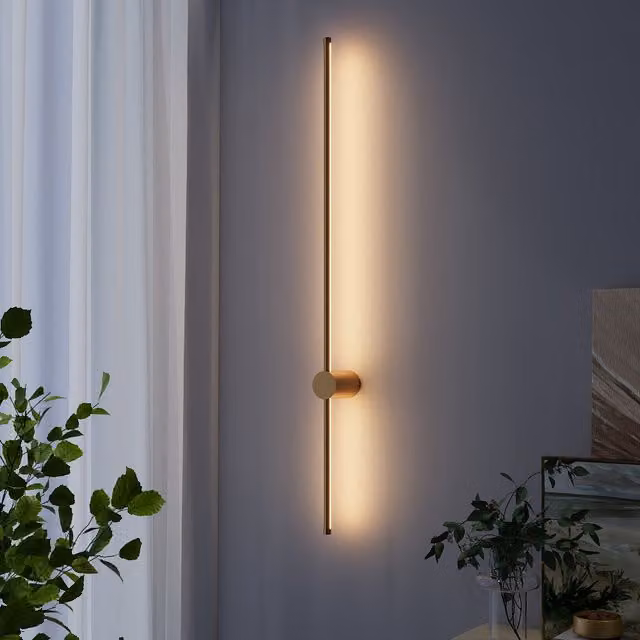 Lifeideas Rotatable LED Cylinder Wall Light in Gold and White with Warm White Light, 100 cm