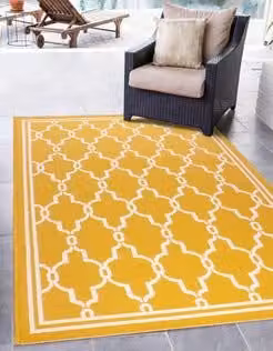 Rugstyle Summer Breeze Outdoor Garden Rug in Gold, W: 150 cm, D: 100 cm