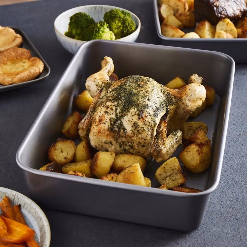 Morphy Richards Grey Non-Stick Carbon Steel Rectangular Roasting Dish Set – 6