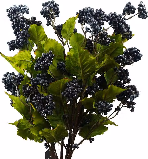Artificial Grape Leaf Foliage Sprays with Berries in Green and Blue