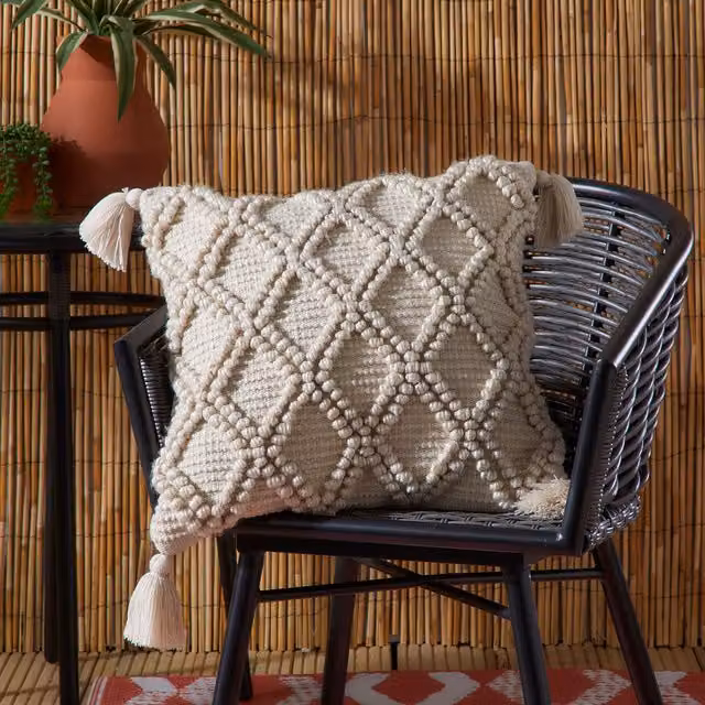 Drift Home Alda Outdoor Filled Square Cushion in Beige, 43 x 43 cm