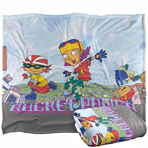 Logovision Nickelodeon Rocket Power Otto, Reggie and Twister Super Soft Fleece Throw Blanket, White, W: 152 cm, D: 127 cm – 1