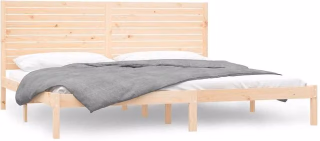 Berkfield Home Solid Wood Pine Bed Frame in Natural, Super King Size, W: 180 cm, L: 200 cm