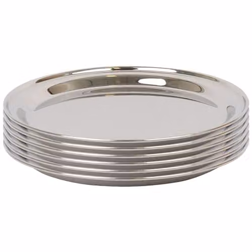 Argon Tableware Set of 6 Round Stainless Steel Serving Platters in Silver, Diameter: 40.5 cm – 1