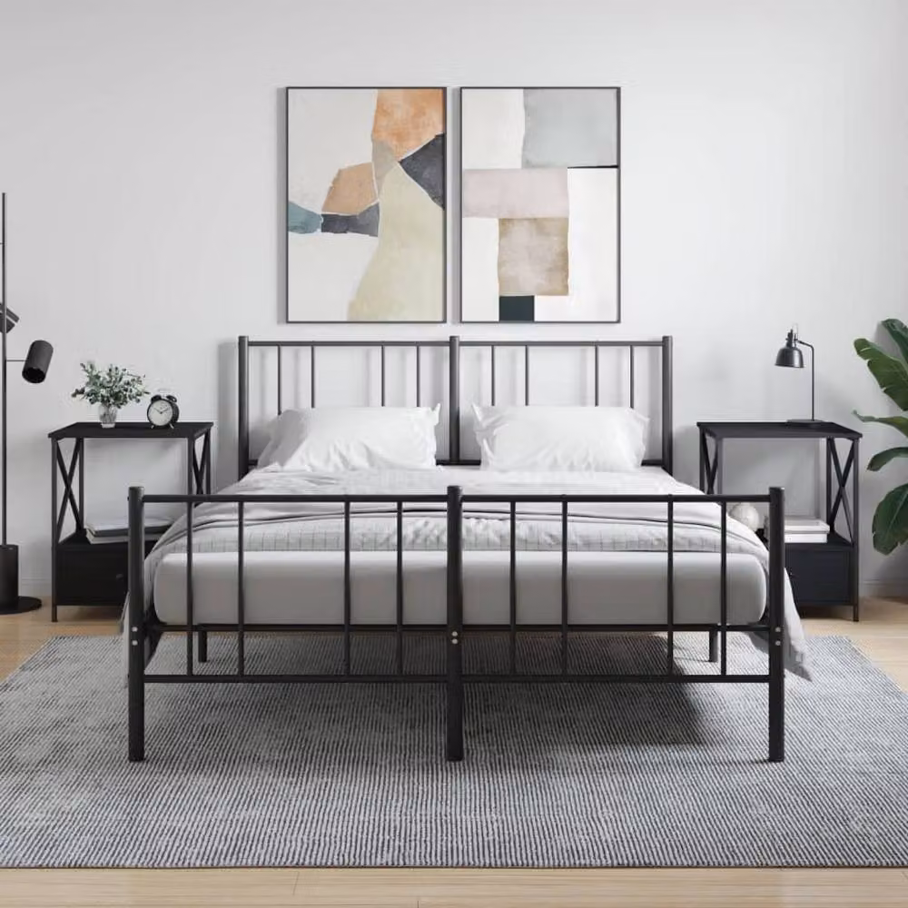 Berkfield Home Set of 2 Black Industrial Bedside Tables, W/D/H: 50 x 41 x 65 cm – 2