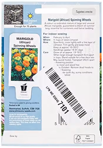 Johnsons Mixed Colour African Marigold Spinning Wheels Ornamental Flower Seeds – 2