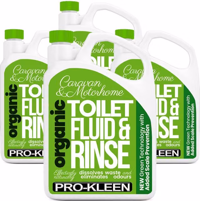 ProKleen Toilet Chemical Fluid Rinse for Caravan and Motorhomes, Green, 4 Pack
