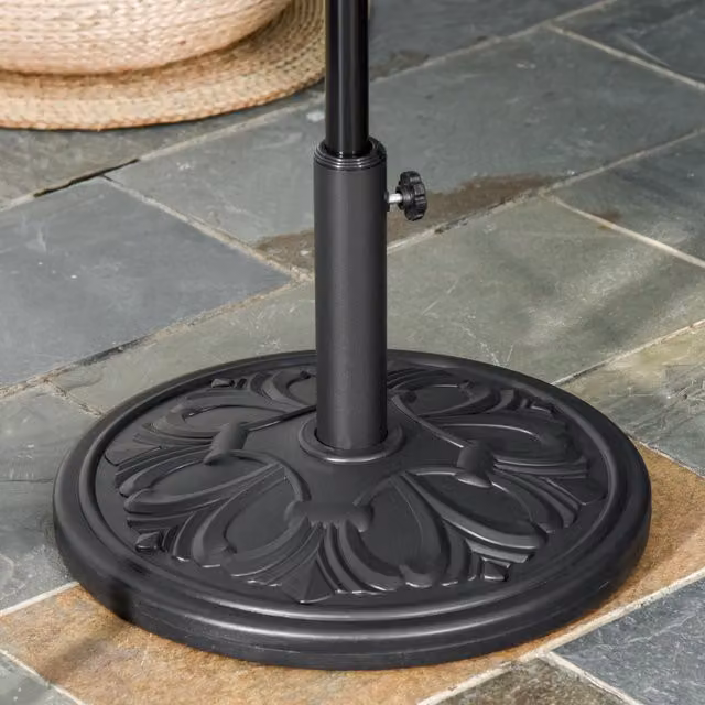 Outsunny 13kg Heavy Duty Round Parasol Base in Black Cement and Metal