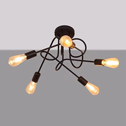 Netlighting Helam Oxford Multi Arm Semi Flush Ceiling Light in Black, Diameter: 50 cm – 3