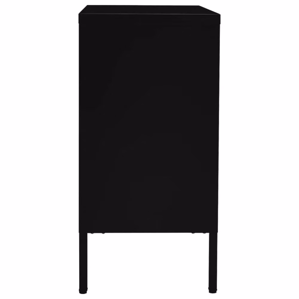 Berkfield Home Black Modern Sideboard in Steel and Tempered Glass, W/D/H: 75 x 35 x 70 cm – 3