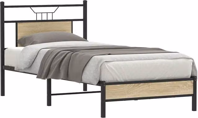 Berkfield Home Decorative Bed Frame in Sonoma Oak and Brown, W/D/H: 80 x 200 x 91.5 cm