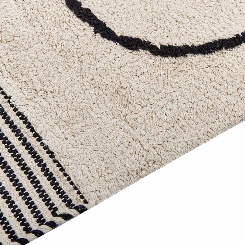 Wyld and Coco Hand-Tufted Striped Cotton and Polyester Rug in Beige and Black, W: 140 cm, L: 200 cm – 5