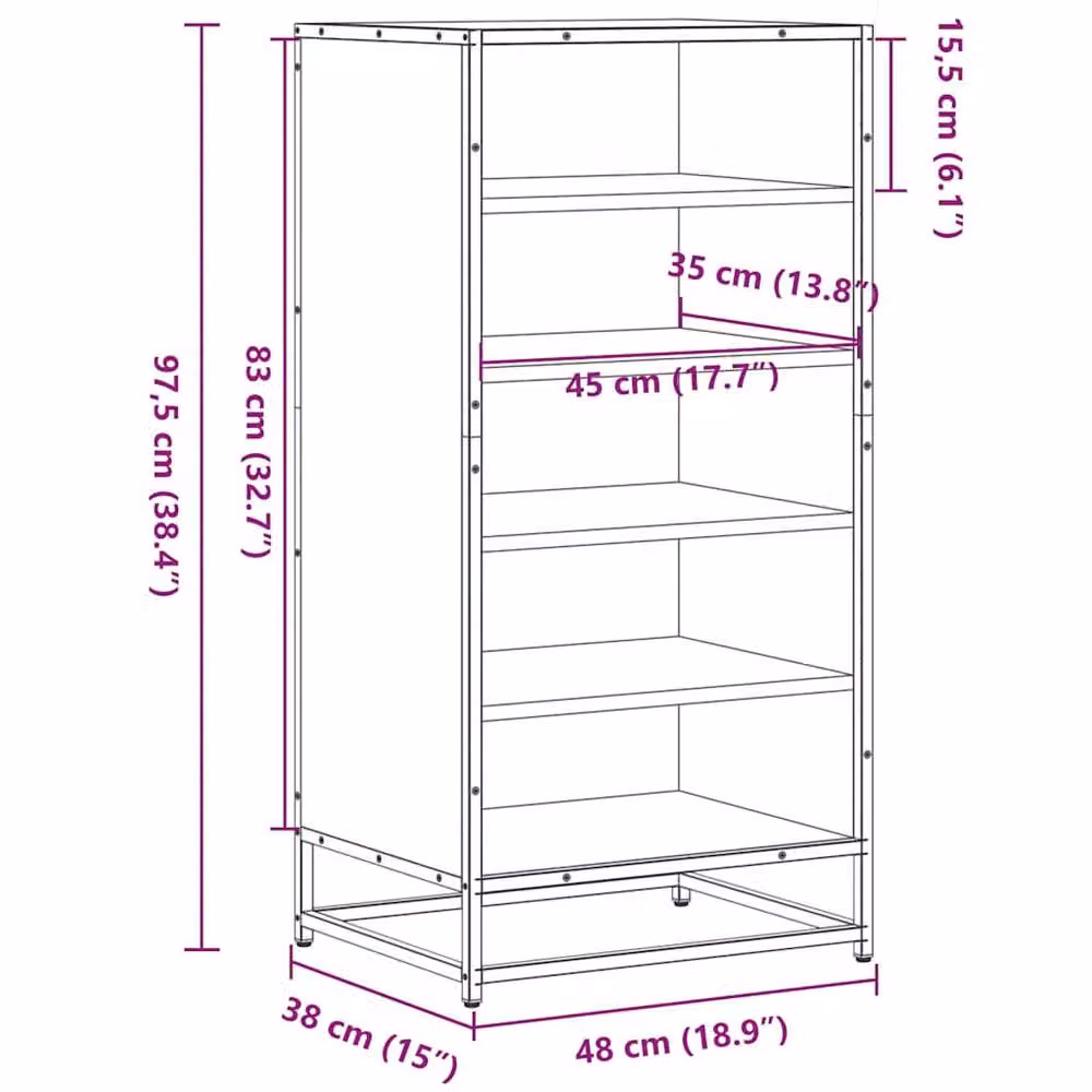 Berkfield Home Grey Sonoma Shoe Rack, W/D/H: 48 x 38 x 97.5 cm – 4