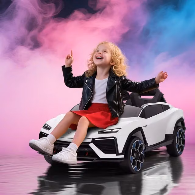 AIYAPLAY Licensed Lamborghini 12V Electric Ride On Car for Kids, White