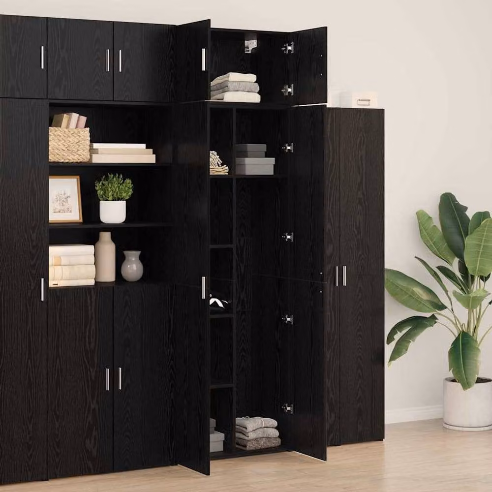 Berkfield Home Black Oak Storage Cabinet with Hinged Doors and Internal Shelves, W: 70 cm, D: 42.5 cm, H: 225 cm – 3