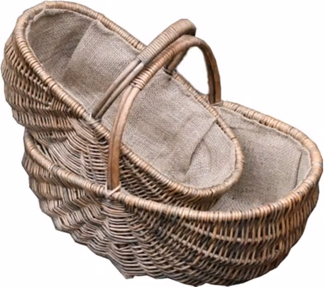 Red Hamper Heathfield Garden Trugs Set of 2 in Brown Wood, W/D/H: 56 x 36 x 20 cm