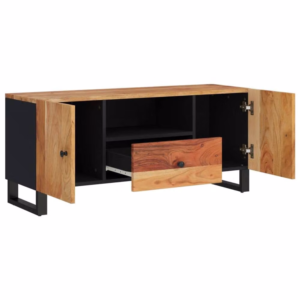 Berkfield Home TV Cabinet in Brown Solid Acacia and Engineered Wood, W: 105 cm, D: 33.5 cm, H: 46 cm – 3