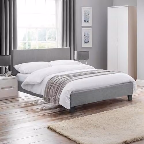 Julian Bowen Rialto Grey Upholstered Fabric Bed W/D/H: 90 x 200 cm