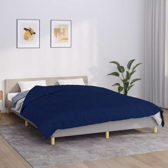 Berkfield Home Blue Weighted Blanket, W: 220 cm, D: 240 cm, 11 kg