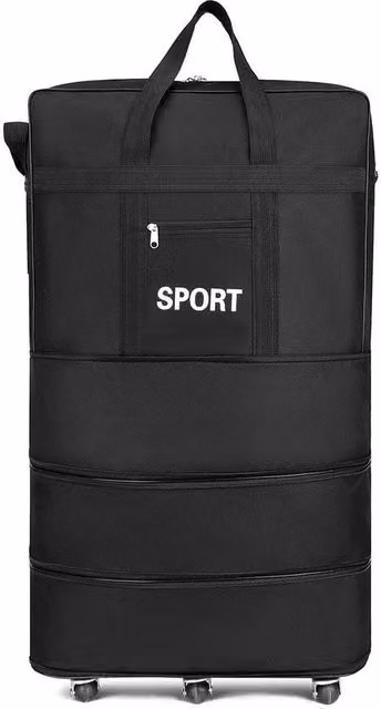 NESTLUNE Foldable and Expandable Luggage Bags in Black, W: 100 cm, D: 15 cm, H: 15 cm
