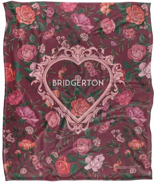 Netflix Bridgerton My Heart Calls Your Name Soft Fleece Throw Blanket, White and Multicolour, W: 152 cm, D: 127 cm