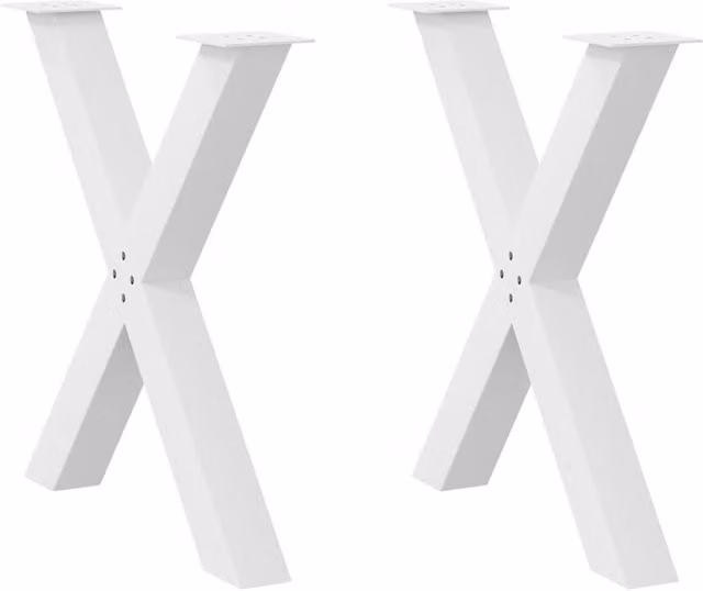 Berkfield Home X-Shaped Dining Table Legs, 2 Piece Steel Set, White, H: 72.5 cm x W: 80 cm