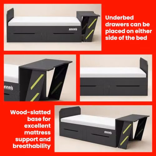 Flair Furnishings Alister Elevated Single Gaming Bed with Desk and Under-Bed Lighting in Anthracite and Green, W/D/H: 90 x 190 x 164.53 cm – 6