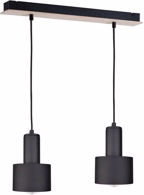 Netlighting Luce Bar Pendant Ceiling Light in Black and Wood, 50 cm, 2x E27