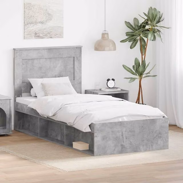 Berkfield Home Grey Solid Pine Wood Bed Frame W/D/H: 100 x 200 cm – 1