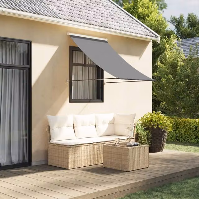 Berkfield Home Retractable Wall-Mounted Awning in Anthracite and Black, W/D/H: 150 x 150 x 150 cm