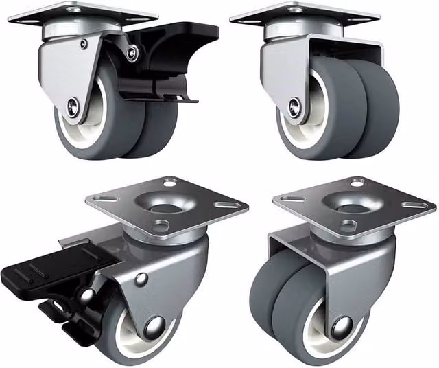 VOGREX 4 Pack Heavy Duty Lockable Swivel Caster Wheels with TPR, Silver