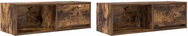 Berkfield Home Set of 2 Smoked Oak TV Cabinets in Brown, W/D/H: 80 x 31 x 25.5 cm – 1