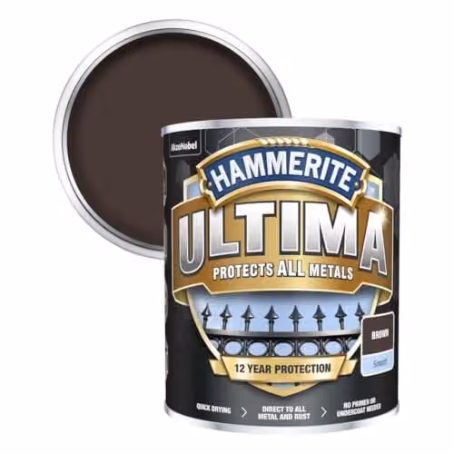 Hammerite Ultima Smooth Metal Paint, Brown, 750ml