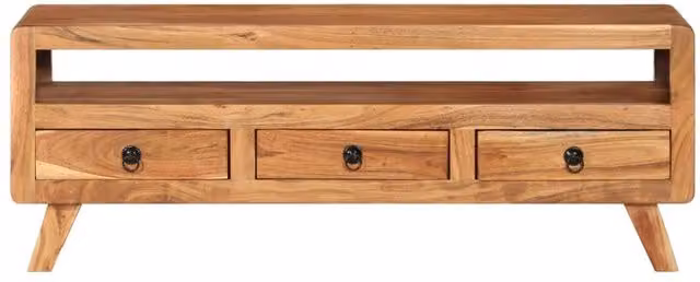 Berkfield Home Mid Century Solid Acacia Wood TV Cabinet in Brown, W/D/H: 110 x 40 x 40 cm