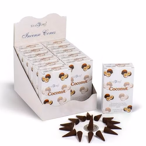 Ancient Wisdom Coconut Incense Cones in Brown and White