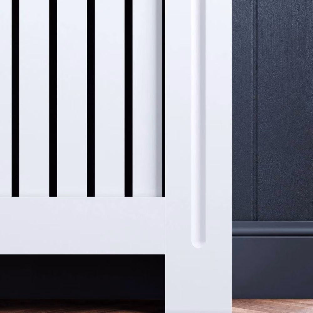 ERGOVEXA XLarge MDF Wood Vertical Heater Cover Cabinet with Grill Shelf in White – 3