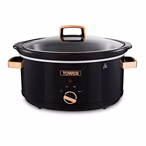 Tower Infinity Slow Cooker with Keep Warm Function, 6.5L, 300W, Black and Gold – 1