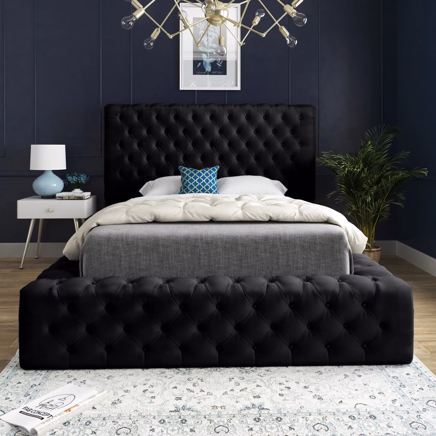 DS Living Cambridge Upholstered Soft Touch Black Velvet Bed Frame, Super King – 3