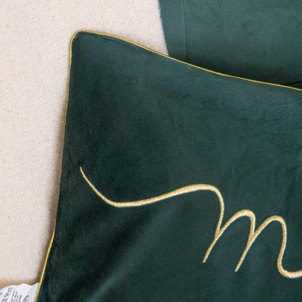 Samuel Alexander Dark Green Christmas Merry Cushion with Gold Detail, W: 49 cm – 3