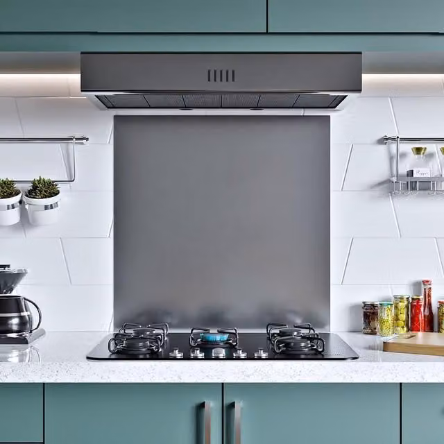 Belofay Stainless Steel Splashback in Silver and Grey, Width: 70 cm