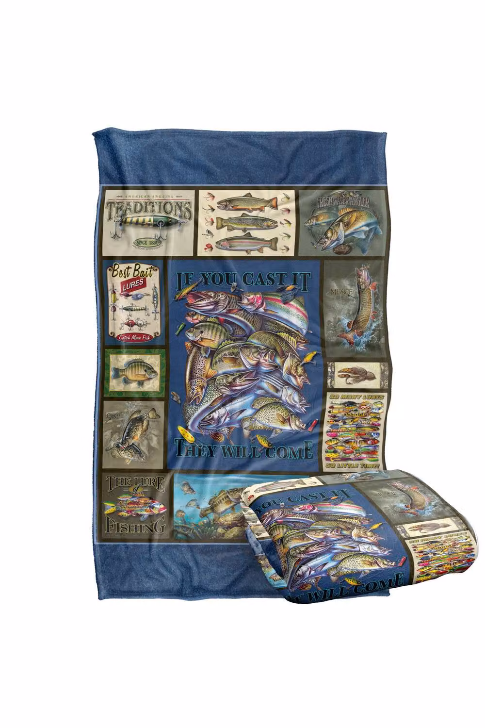 JQ Licensing Fishing Silky Touch Super Soft Fleece Throw Blanket, Blue Multicolour, W: 91 cm, D: 147 cm – 5
