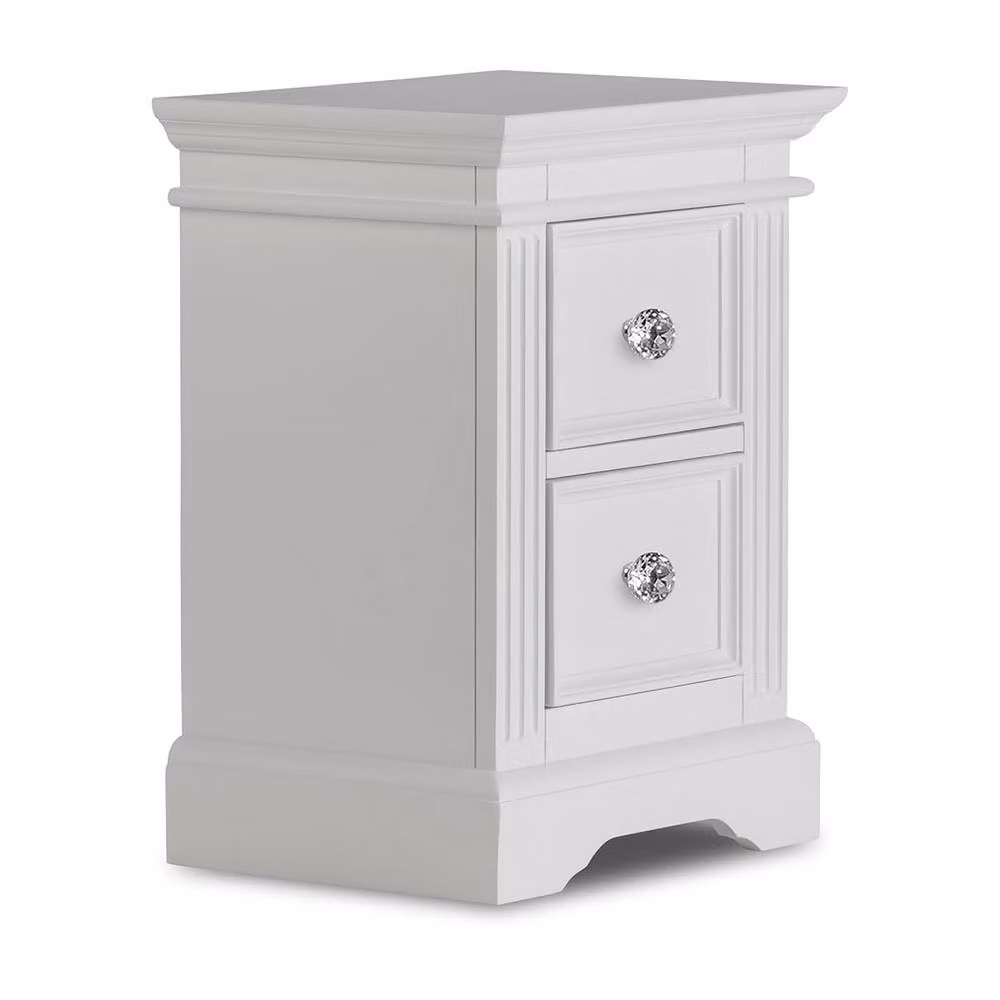 Statement Furniture Gainsborough White 2 Drawer Bedside Table with Crystal Handles W/D/H: 45 x 35 x 61 cm – 2