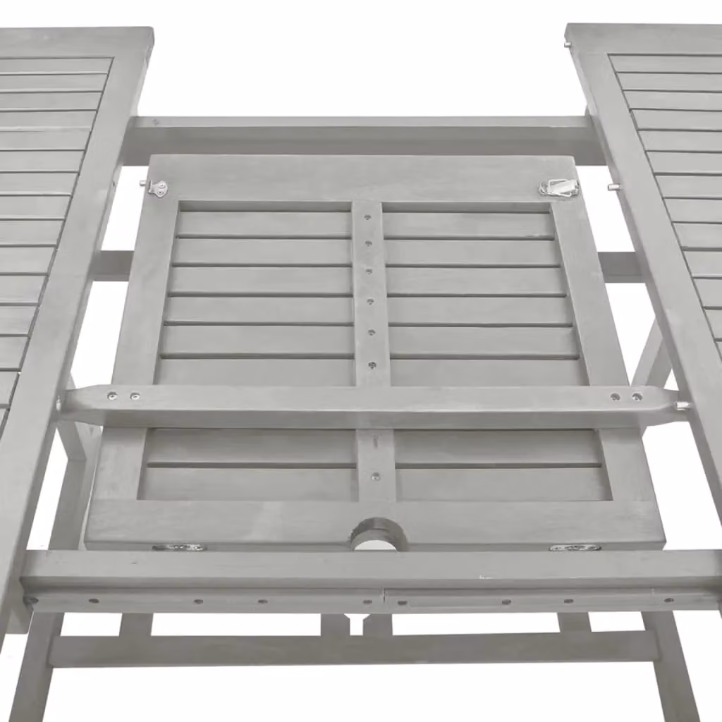 Berkfield Home Extendable Rectangular Garden Table in Grey Solid Acacia Wood W/D/H: 200 x 100 x 75 cm – 2