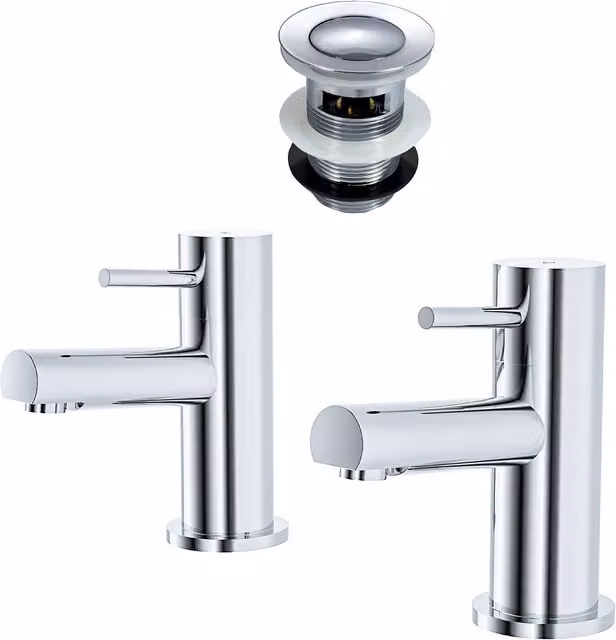 Nes Home Single Lever Hot & Cold Basin Tap and Pop Up Waste in Chrome Silver