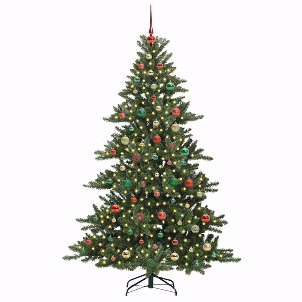 Berkfield Home Artificial Hinged Christmas Tree with 300 LEDs, Green, Height: 180 cm – 3