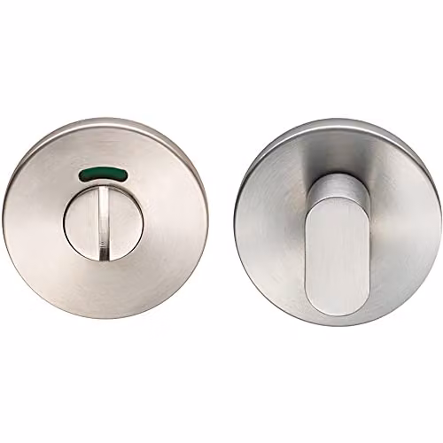 Loops Slim Bathroom Thumbturn Lock and Release Handle with Indicator in Satin Steel Silver